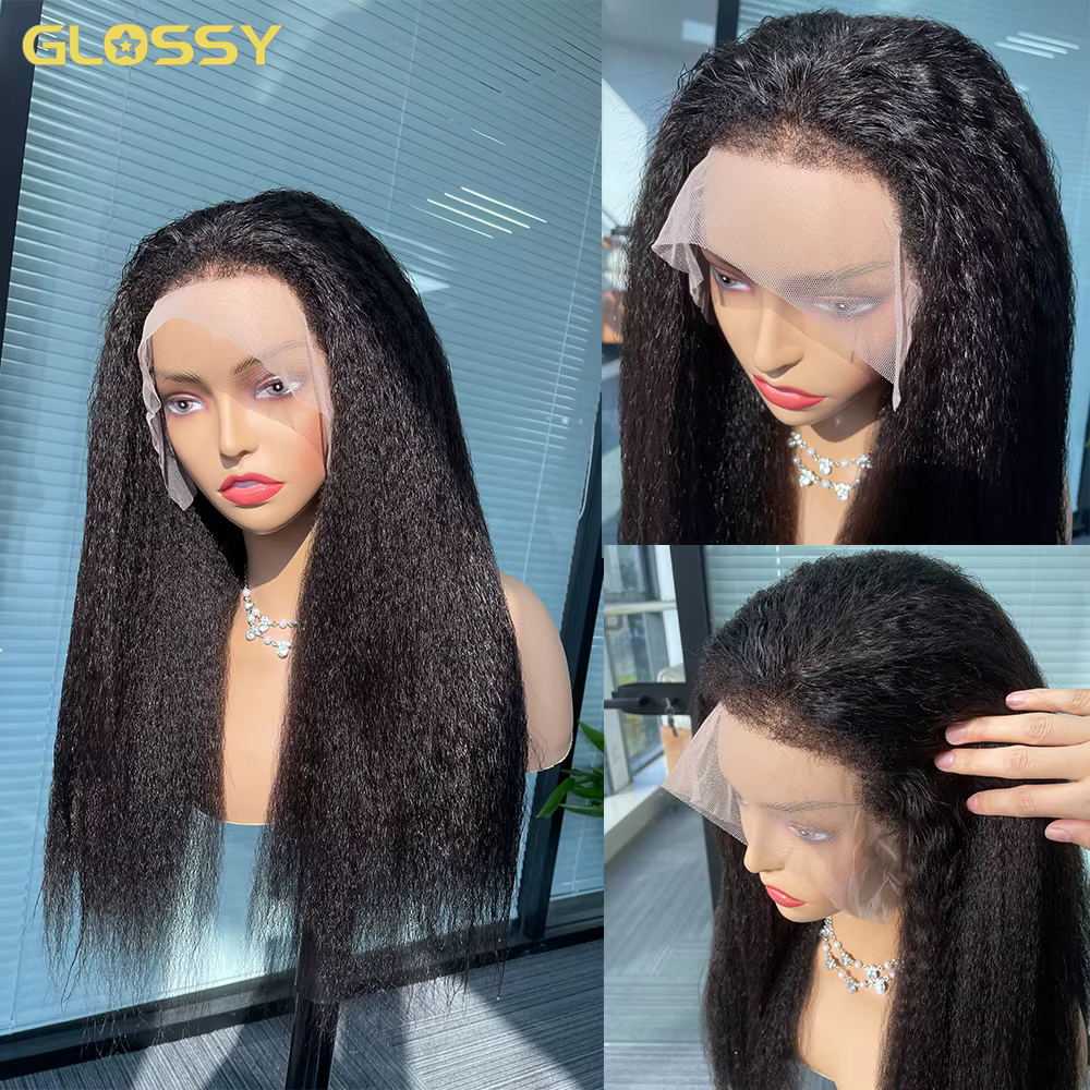 Perruque Brésilienne Naturelle, Cheveux Crépus Lisses, 13x6 HD, 13x4, Sans Colle, Yaki, en Solde, 25