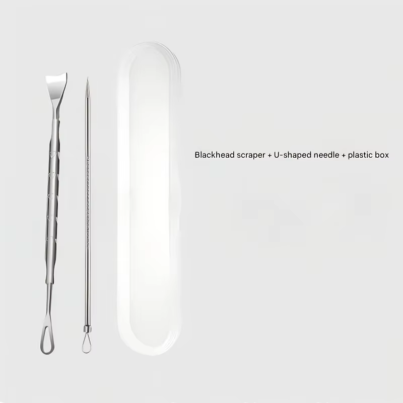 Kit d'extraction de comédons 2 pièces + extracteur de points noirs à double tête, outil de nettoyage