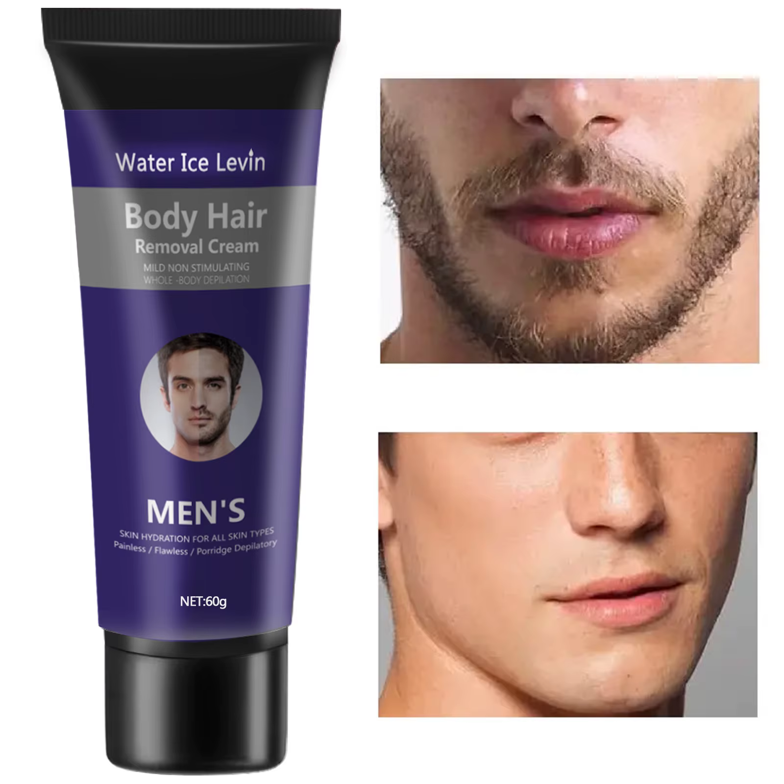 Crème dépilatoire pour hommes - Agent dépilatoire rapide et indolore, adapté aux zones intimes, soin