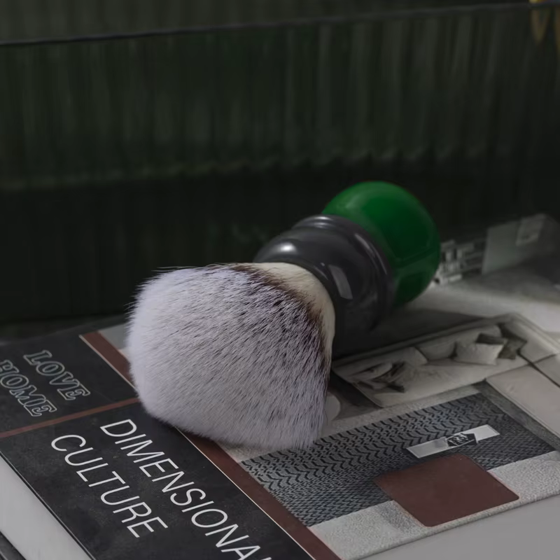 YAQI Mocha(Matcha) Brosse de rasage humide pour homme avec nœud haute résolution en cheveux synthéti