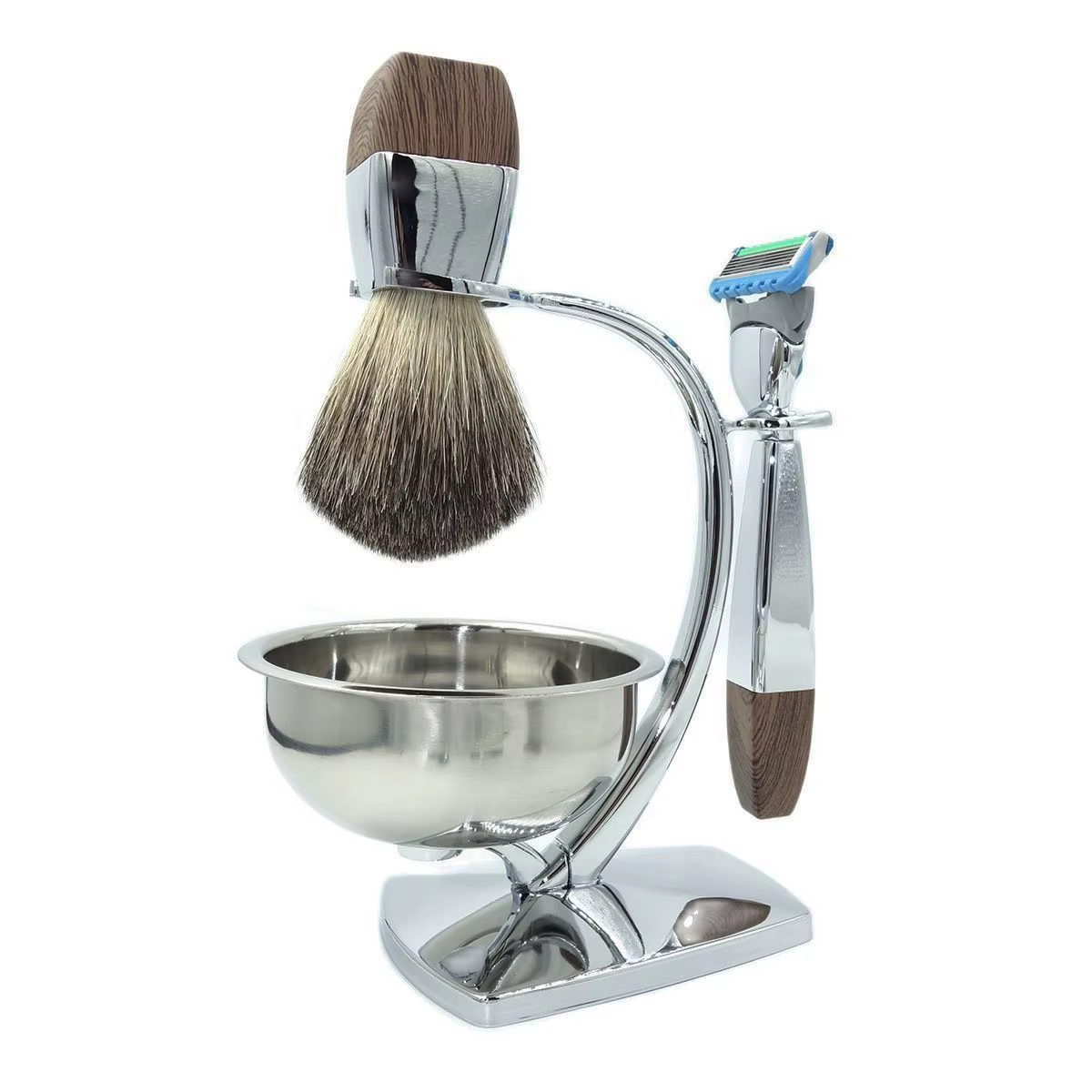 iRAZOR Kit de rasage humide classique pour hommes avec 5 lames de rasoir Fit Fusion 5 lames de recha