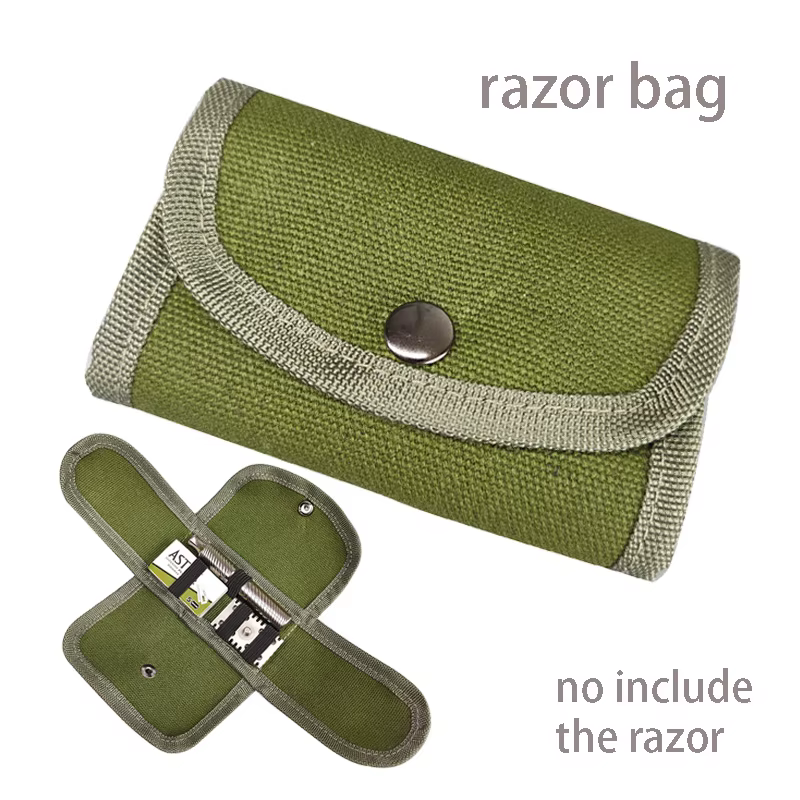 Dscosmetic – sac de rasoir de sécurité à double bord, sac de voyage en toile de couleur verte, poche