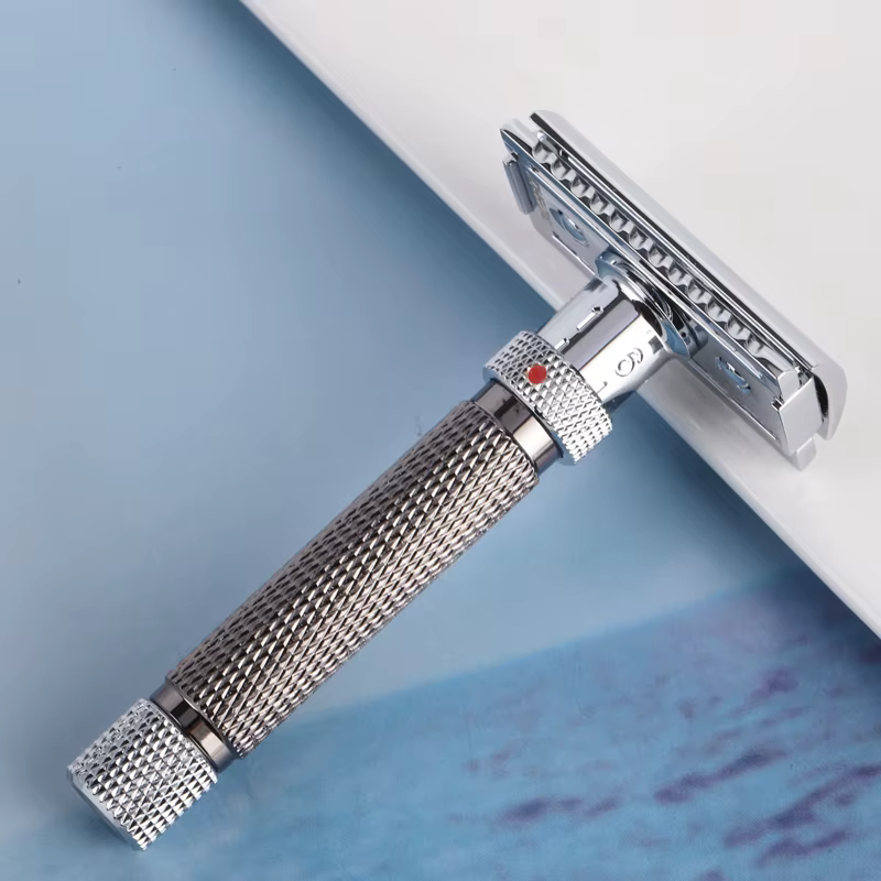 Yaqi – rasoir de sécurité réglable pour hommes, couleur Chrome et bronze à coupe finale