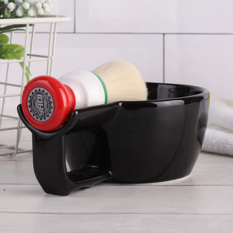 Yaqi-Filles de rasage en céramique pour hommes, brosse de haute qualité, document noir