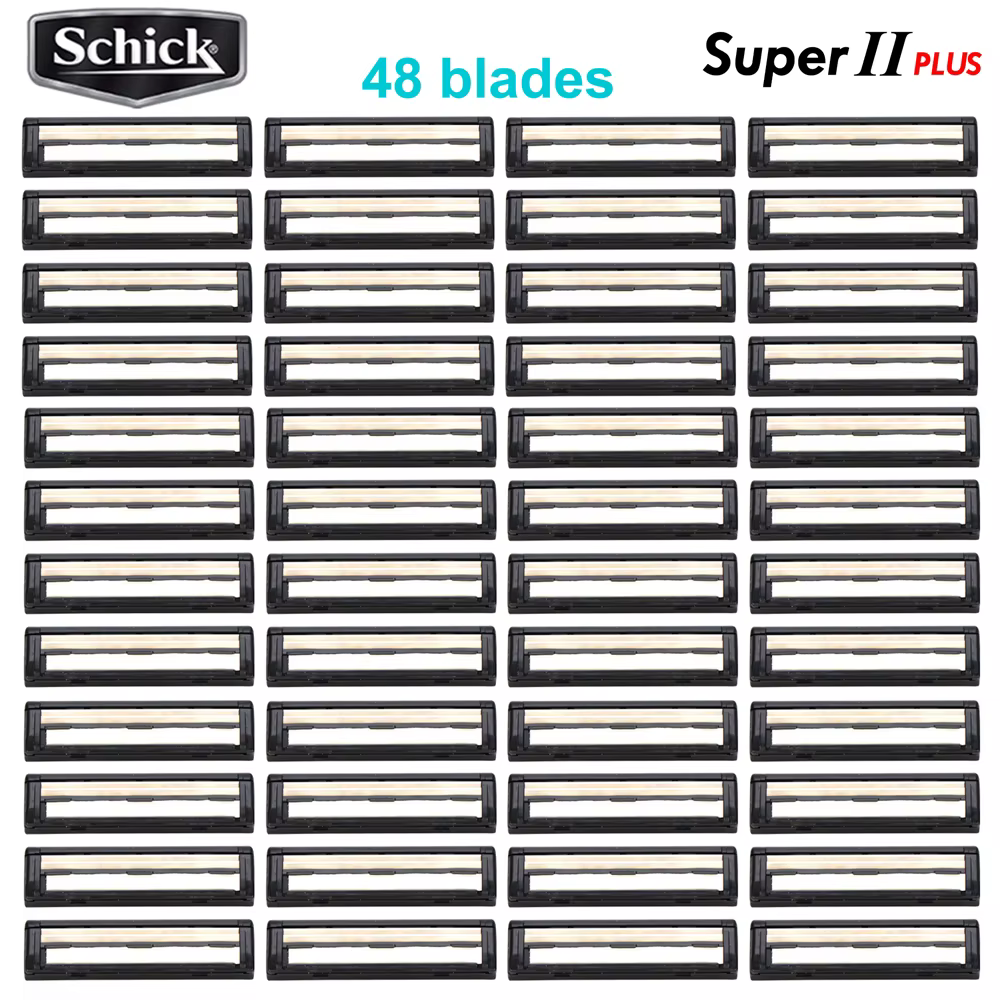 Schick – lames de rasoir pour le visage Super II PLUS, Double lubrification, vitamine B5, 48 pièces