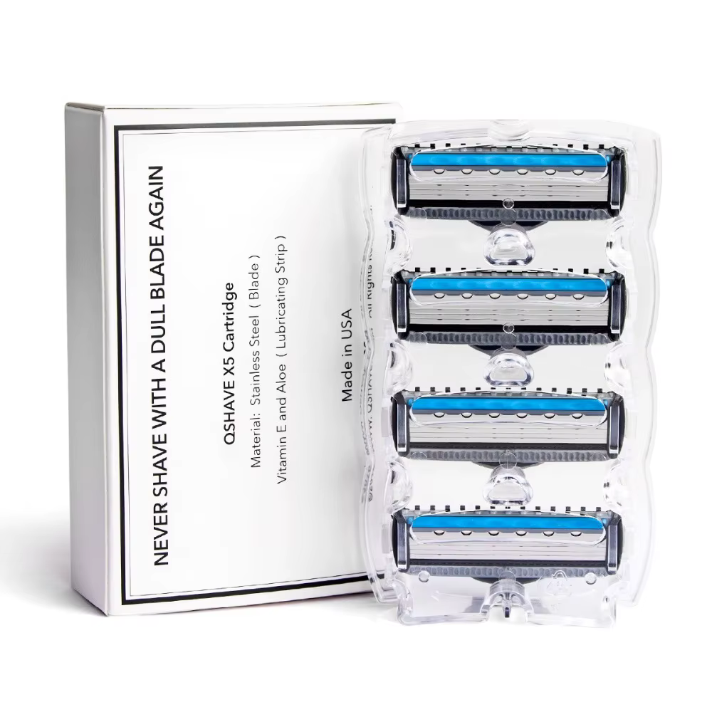 Qraser-rasoir pour hommes, rasoir manuel série bleue, recharge X5, lame Plus 1 lame de coupe, 12 car