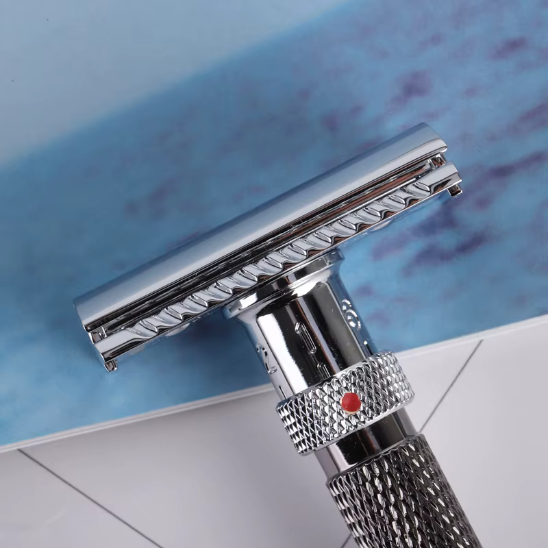 Yaqi – rasoir de sécurité réglable pour hommes, couleur Chrome et bronze à coupe finale
