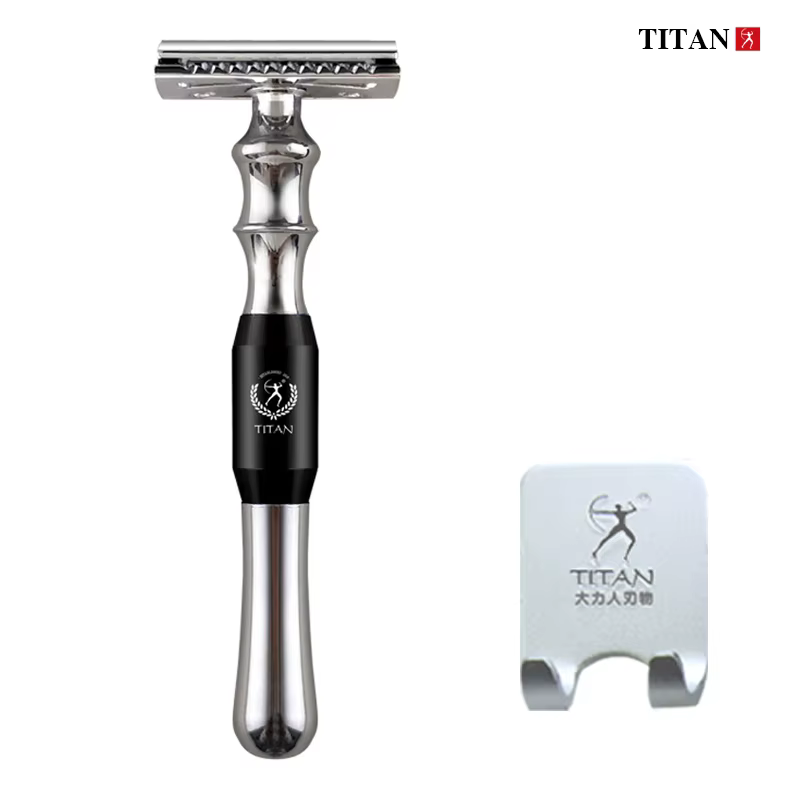 Rasoir de sécurité Titan pour hommes, manche en métal, lame remplaçable, machine pour le rasage, hau