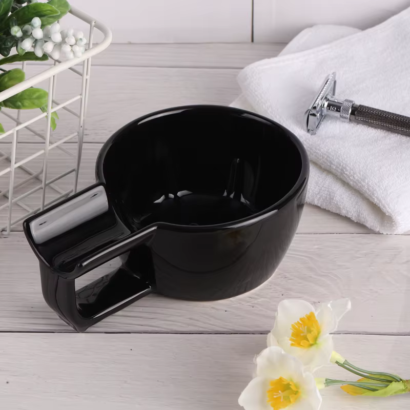 Yaqi-Filles de rasage en céramique pour hommes, brosse de haute qualité, document noir