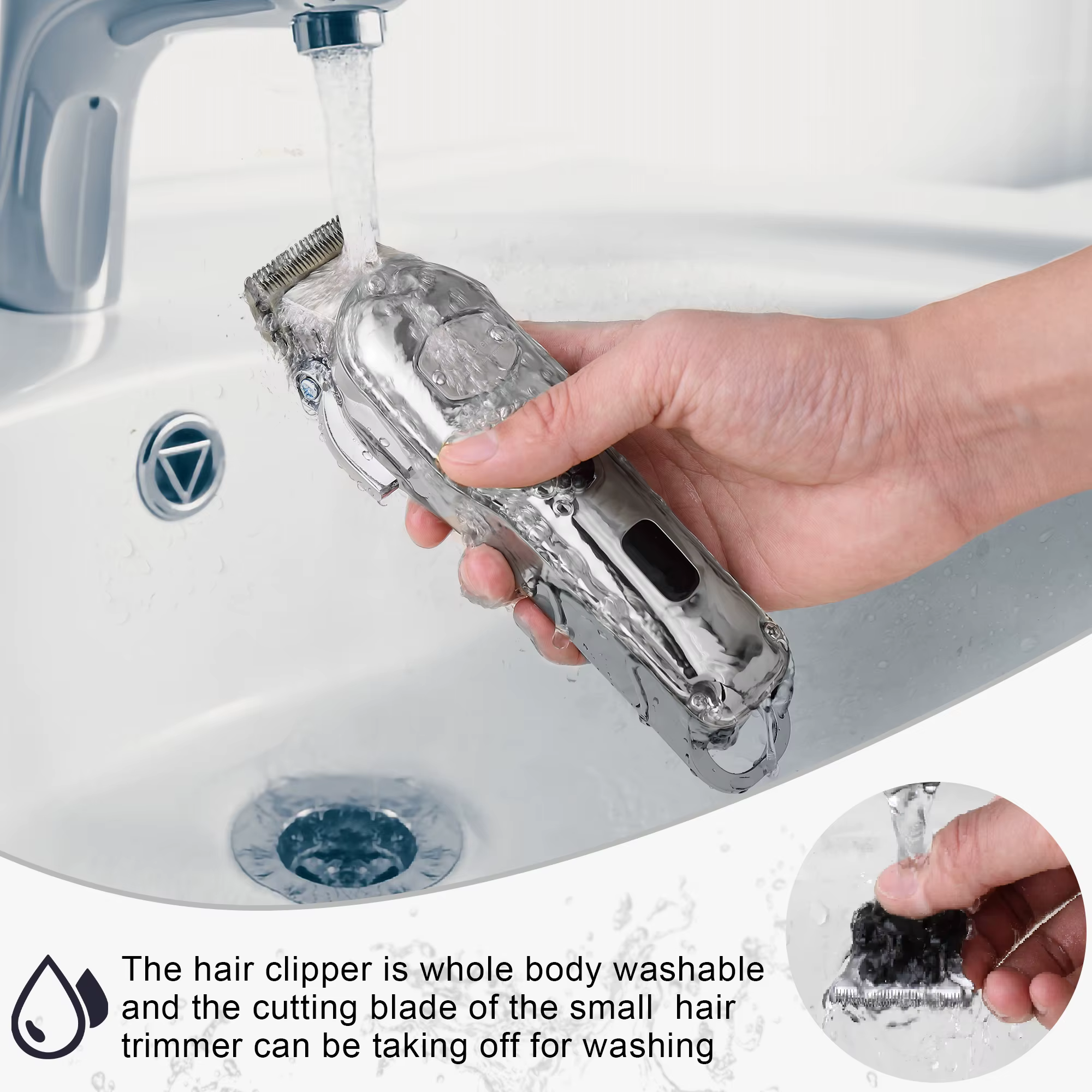 Hatteker professionnel coupe-cheveux homme tondeuse à cheveux ensemble métal électrique sans fil ton
