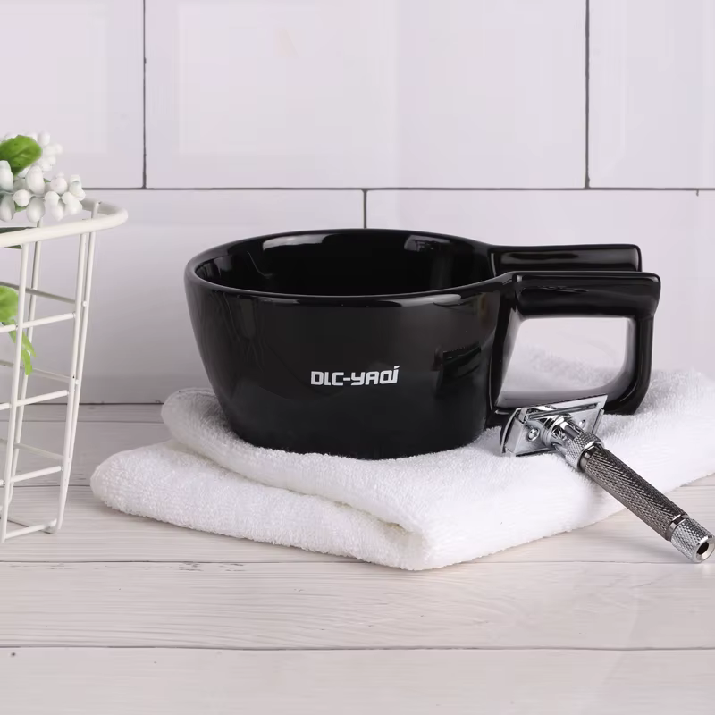 Yaqi-Filles de rasage en céramique pour hommes, brosse de haute qualité, document noir