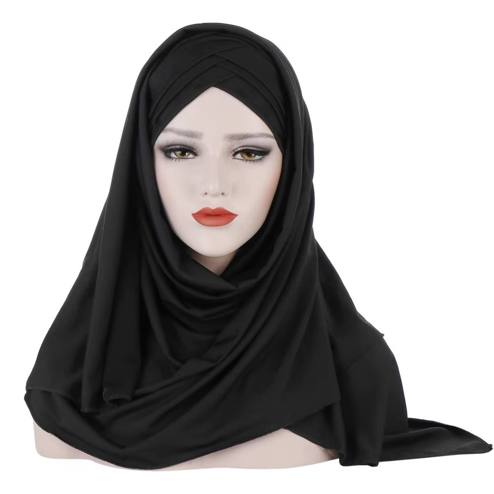 Hijab musulman instantané en coton uni doux pour femme, écharpe en jersey, châles et enveloppes, éch