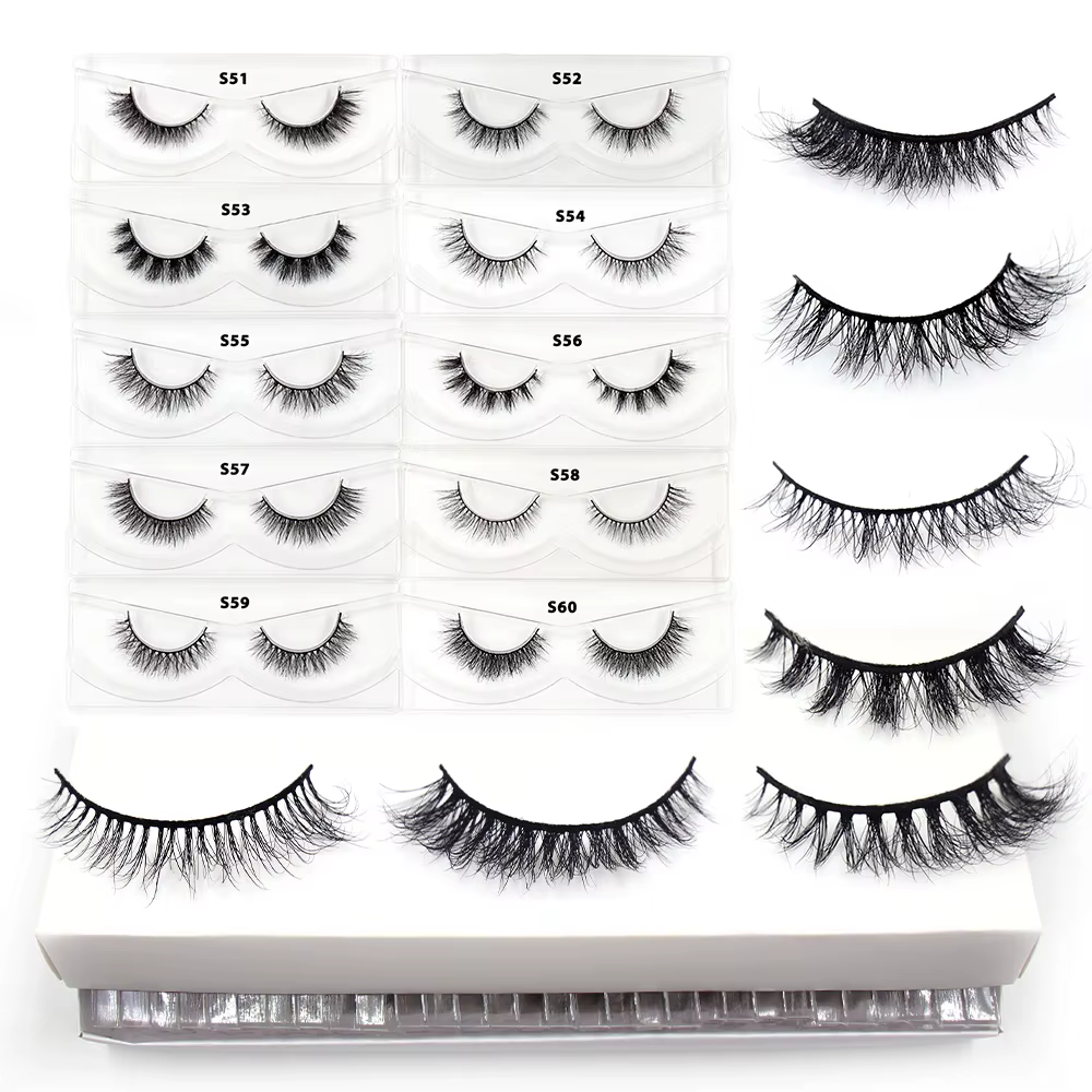 LEHUAMAO 30/60/100 paires de cils de vison sans boîte cils de vison 3D courts faux cils de vison nat