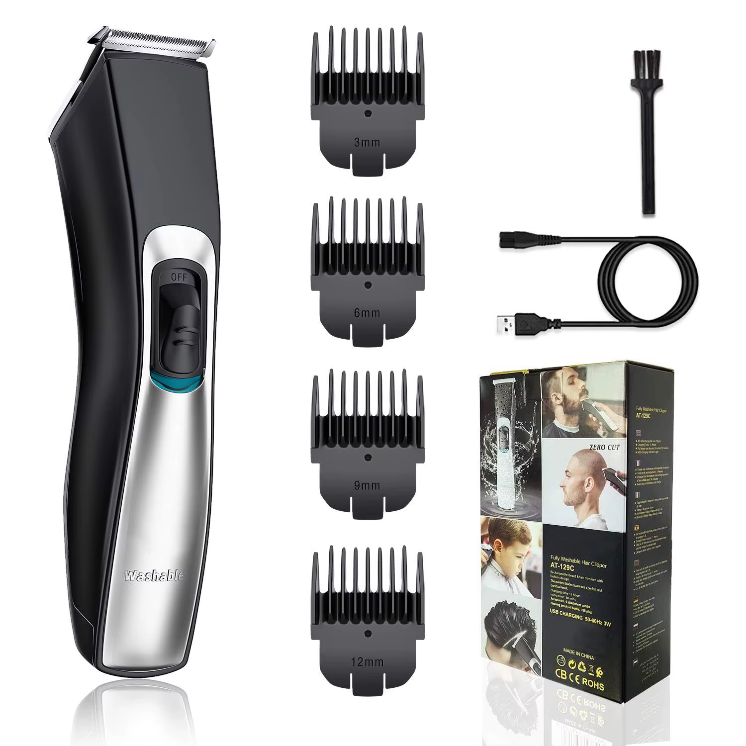 HTC – tondeuse à barbe électrique sans fil pour hommes, rasoir pour couper les cheveux, Rechargeable