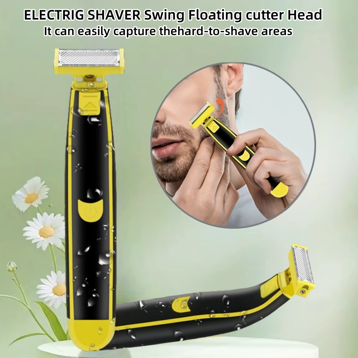 Rasoir électrique visage et corps pour hommes, lavable, tondeuse à barbe et corps, boule sèche et hu