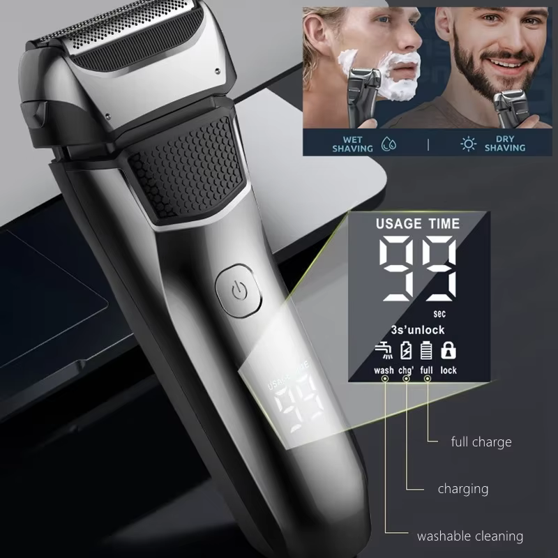 Kemei rasoir électrique pour hommes barbe faciale rasoir humide et sec rasoir professionnel Recharge