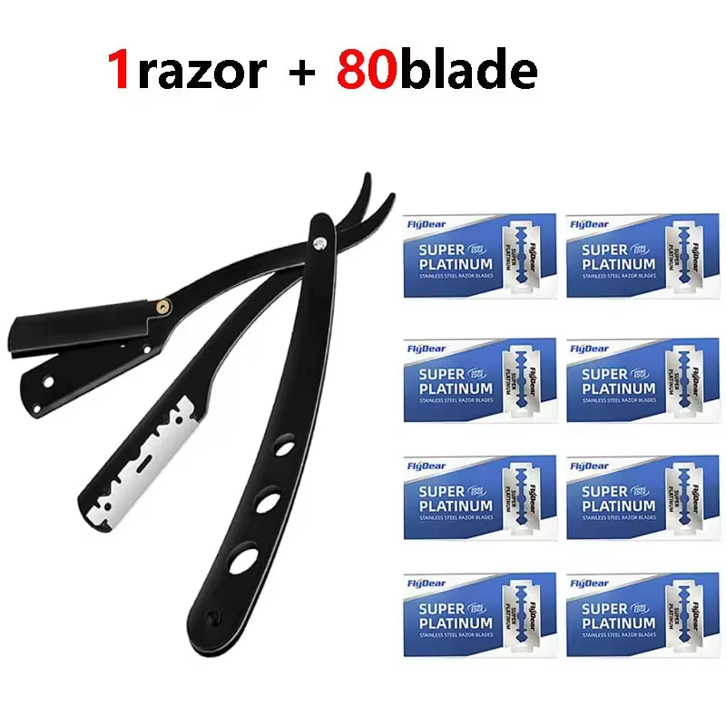 Lame de rasoir en acier inoxydable pour hommes, rasoir manuel classique pour rasage humide, lame rem