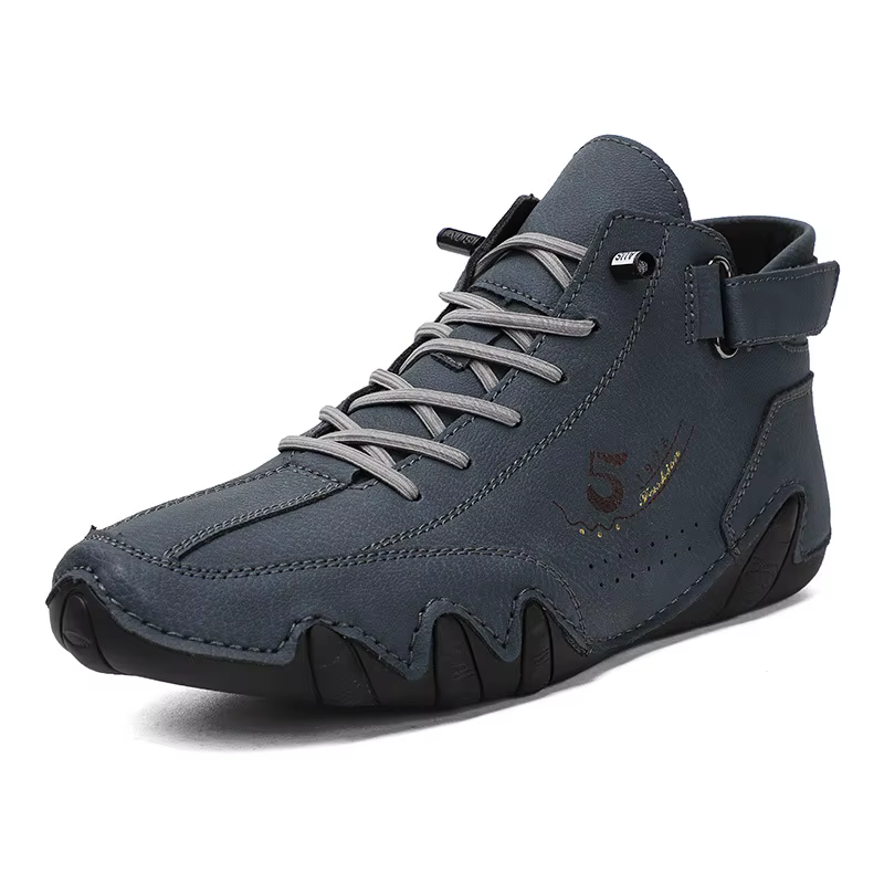 Chaussures en cuir mi-hautes pour hommes, bottes décontractées d'extérieur, style coréen, polyvalent