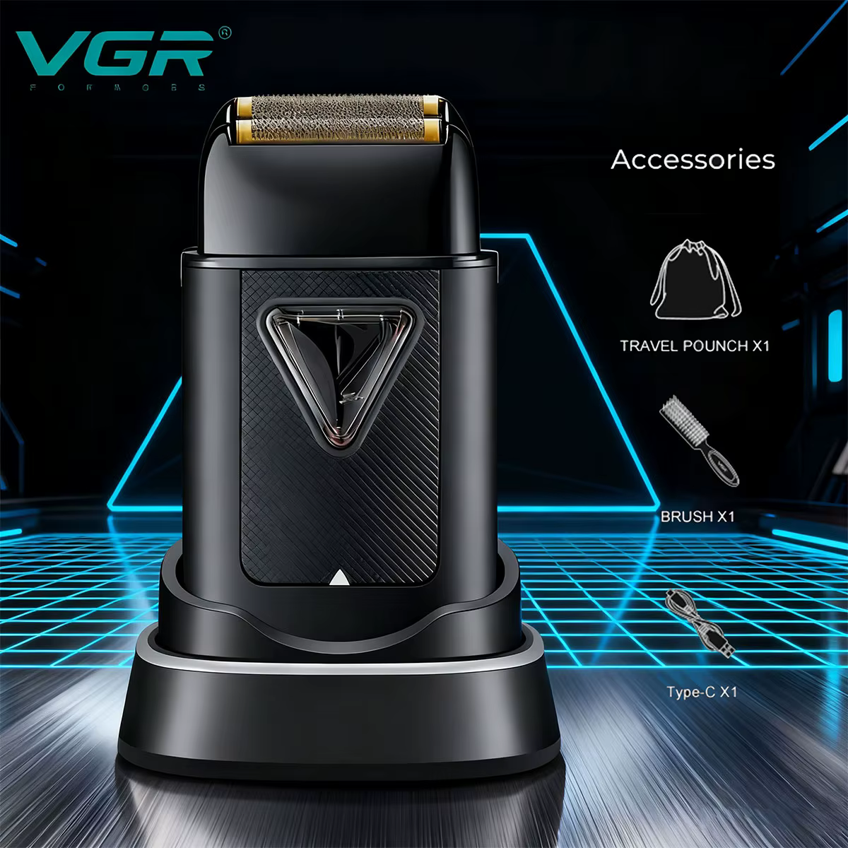 VGR rasoir électrique homme puissant rasoir homme Rasoir électrique Tondeuse à barbe professionnelle