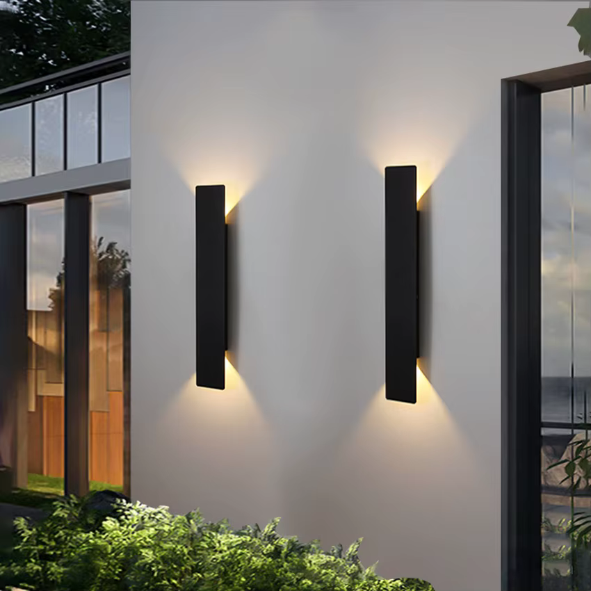 Applique murale extérieure étanche lampe à LED moderne noir blanc aluminium vers le haut lumière inf