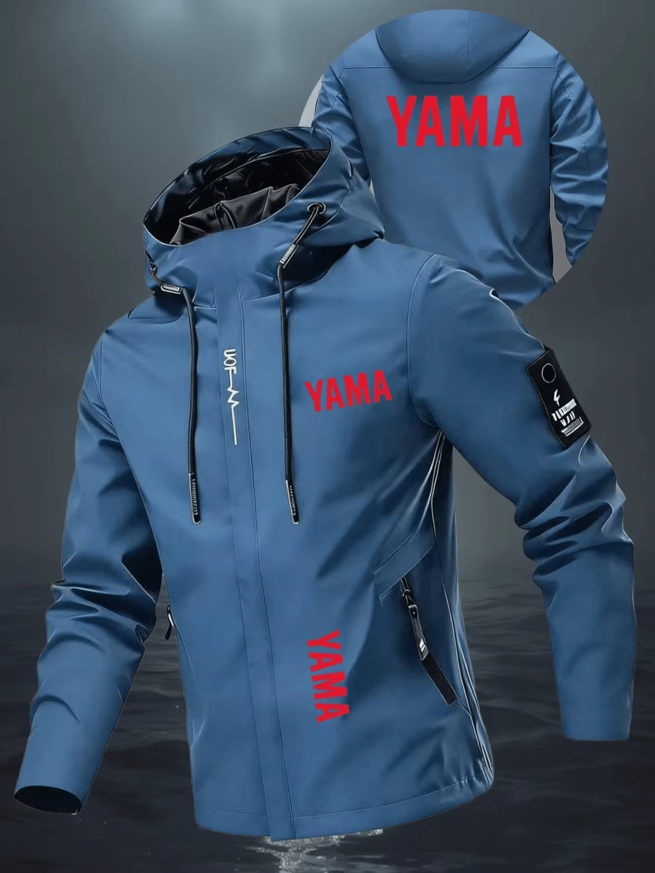 La veste coupe-vent et imperméable est imprimée avec le motif « YAMA » et est de coupe ample, idéale