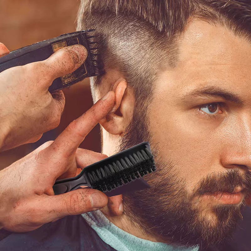 Six couleurs petite barbe style brosse Logo professionnel rasage barbe brosse barbier Vintage huile