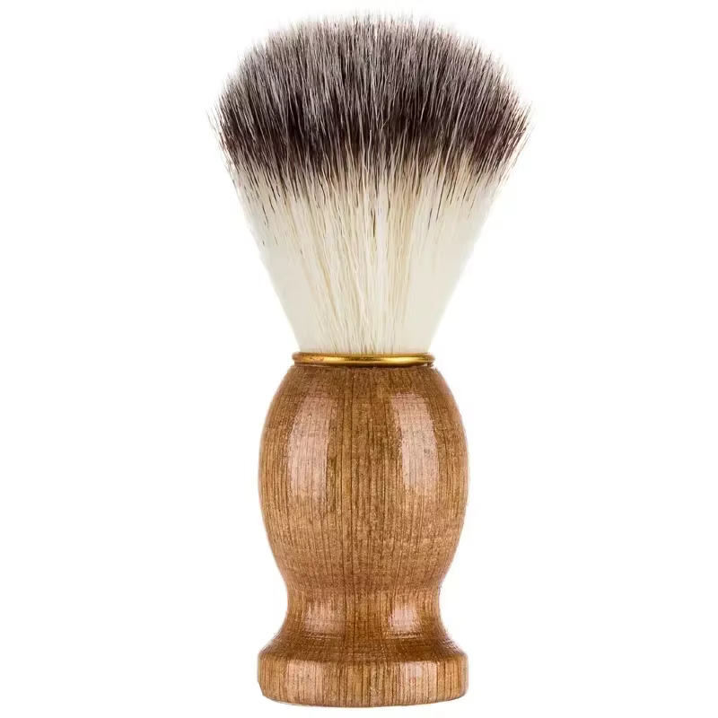 Brosse de rasage avec manche en bois pour hommes, cheveux de blaireau naturels, outil de rasage d'ap