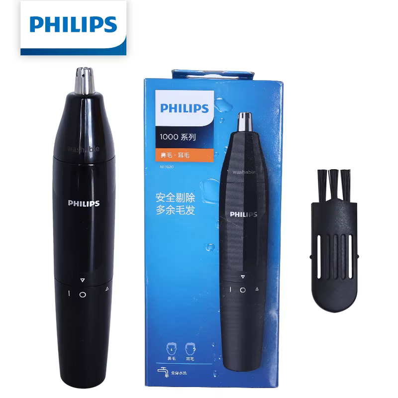 Tondeuse à nez Philips NT1620 pour hommes, lame rotative à 360 degrés, sans traction, lavable et res