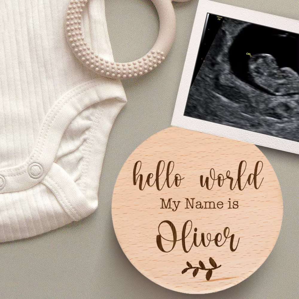 Hellow Word mon nom est signe d'annonce de grossesse Plaque de bébé personnalisée cadeau d'annonce d