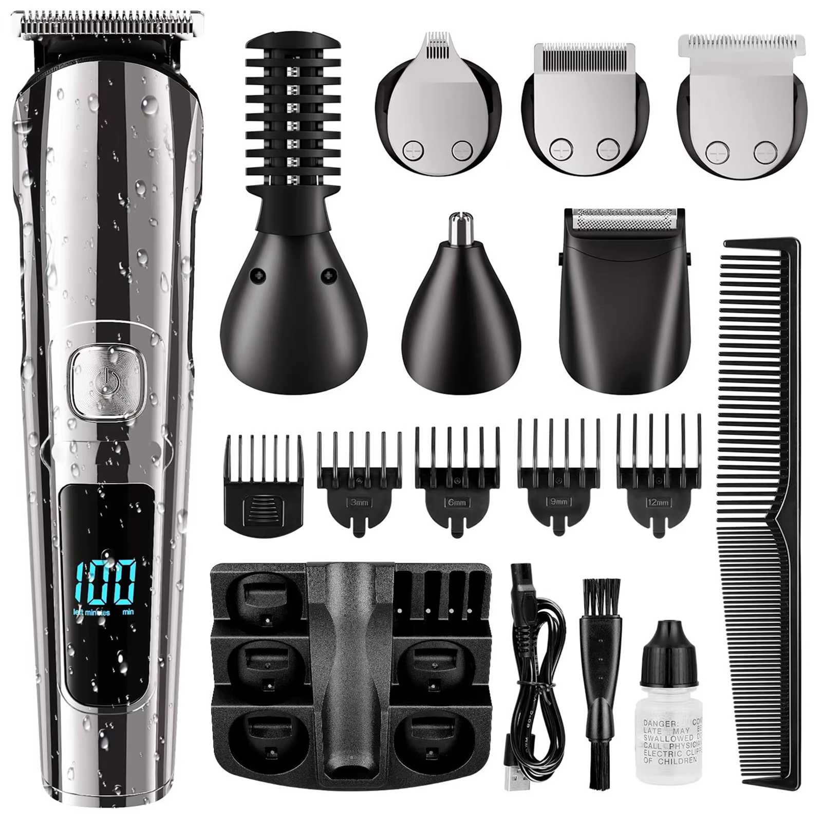 Tondeuse à cheveux tout-en-un pour hommes, Kit de toilettage du visage et du corps, tondeuse à cheve