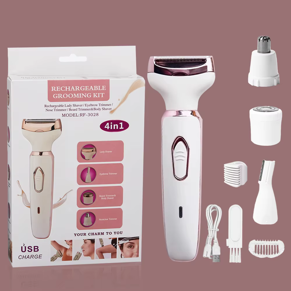 Épilateur électrique 4 en 1 pour femmes, rasoir indolore pour sourcils, lèvre supérieure, aisselles,