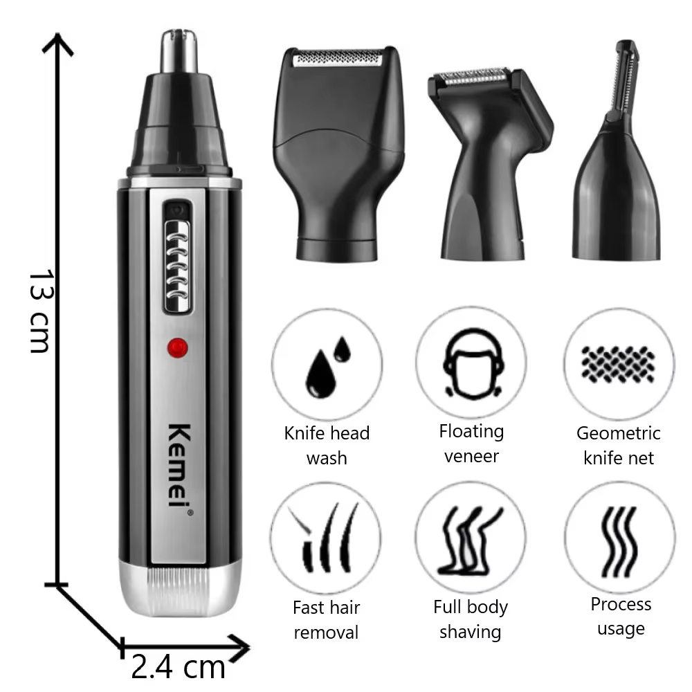 Kemei 4 en 1 tondeuse pour hommes tondeuse électrique nez et oreilles tondeuse Rechargeable pour che