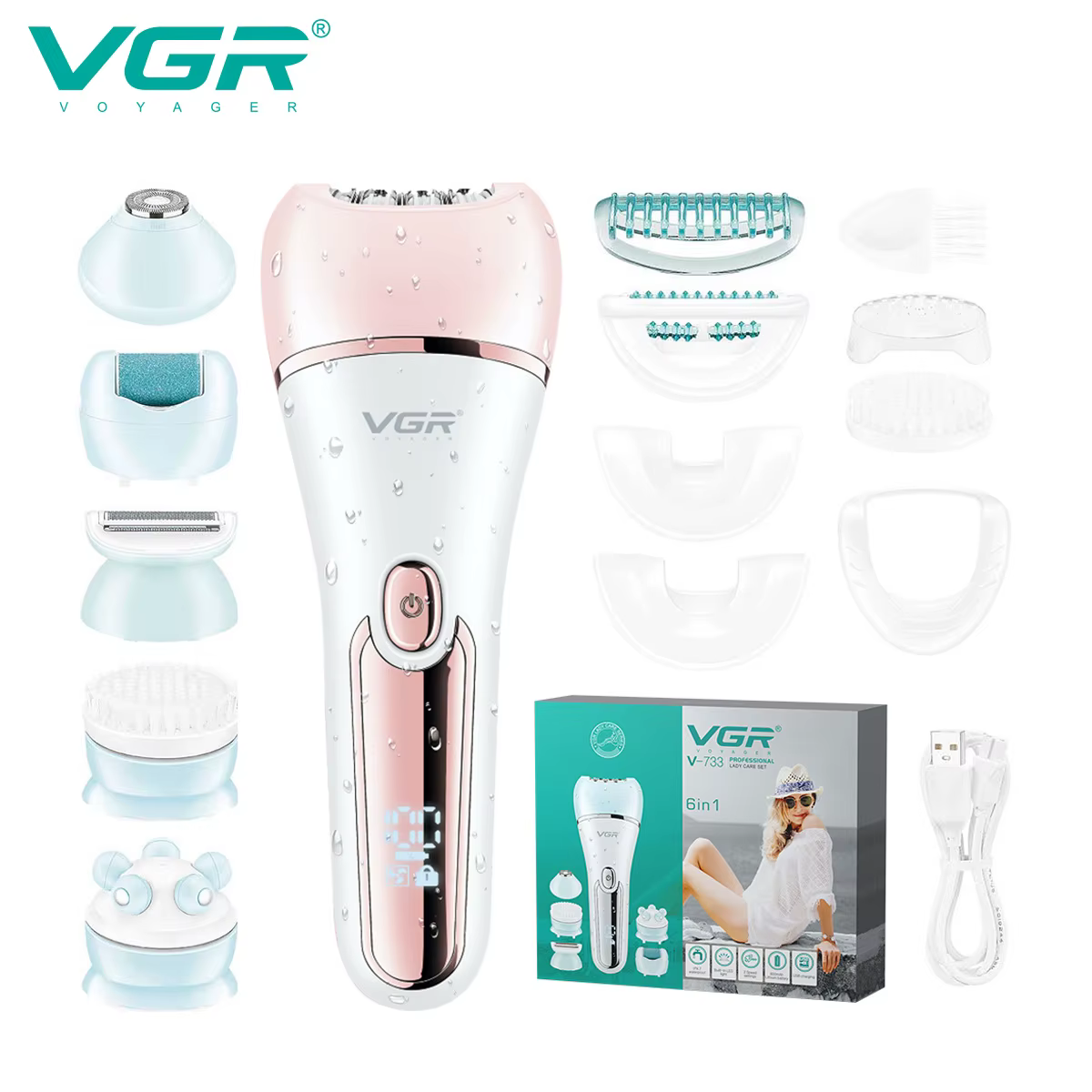 Vgaz733-Épilateur électrique pour femmes, jambes, corps, bikini, visage, ati elles, outil d'épilatio