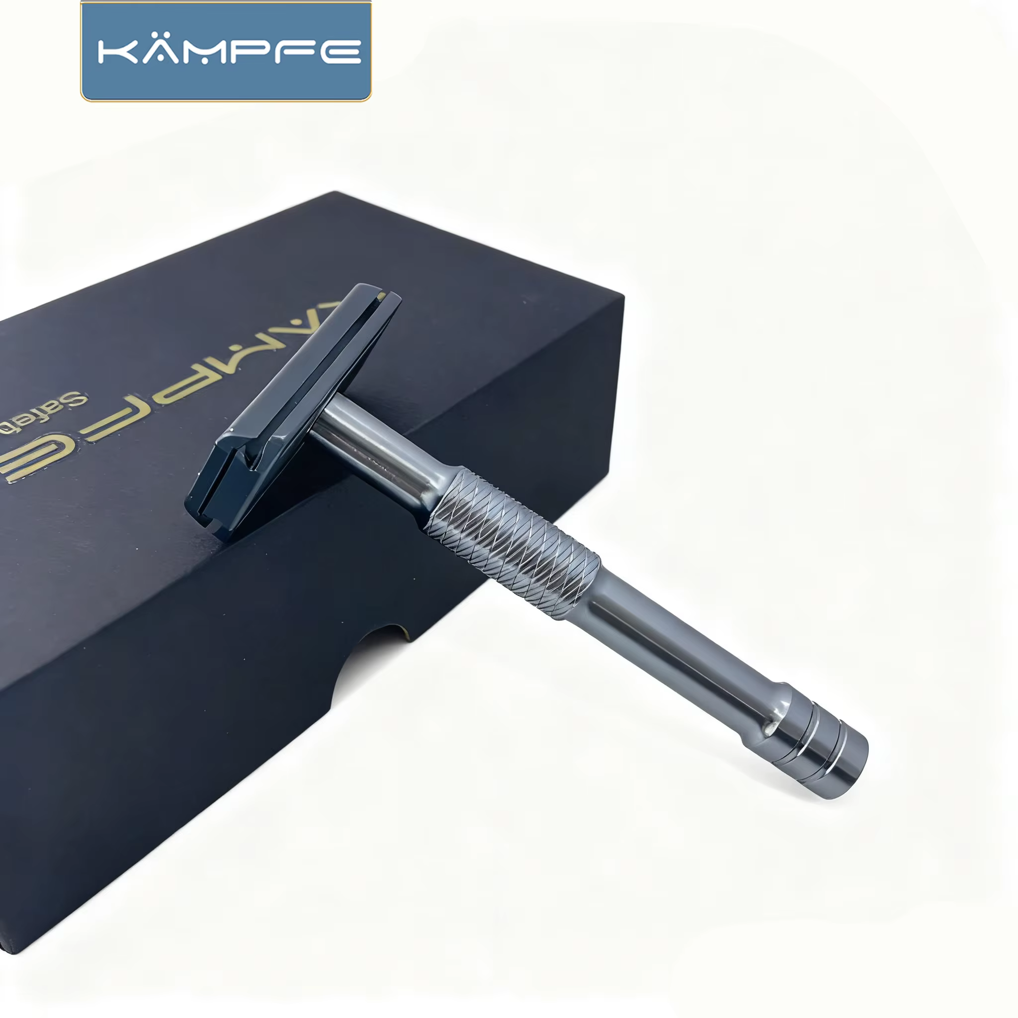 Rasoir vintage Kampfe à double tranchant, antidérapant, en aluminium, pour rasage humide, classique