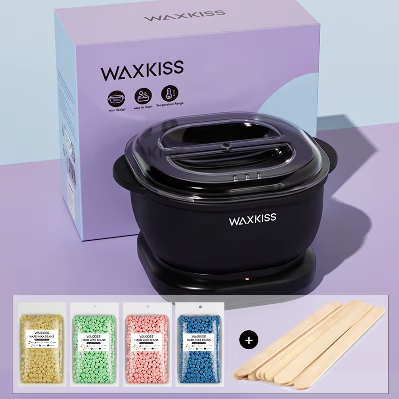 Kit d'épilation portable avec chauffe-cire 500 ml, facile à utiliser, antiadhésif, adapté à l'épilat