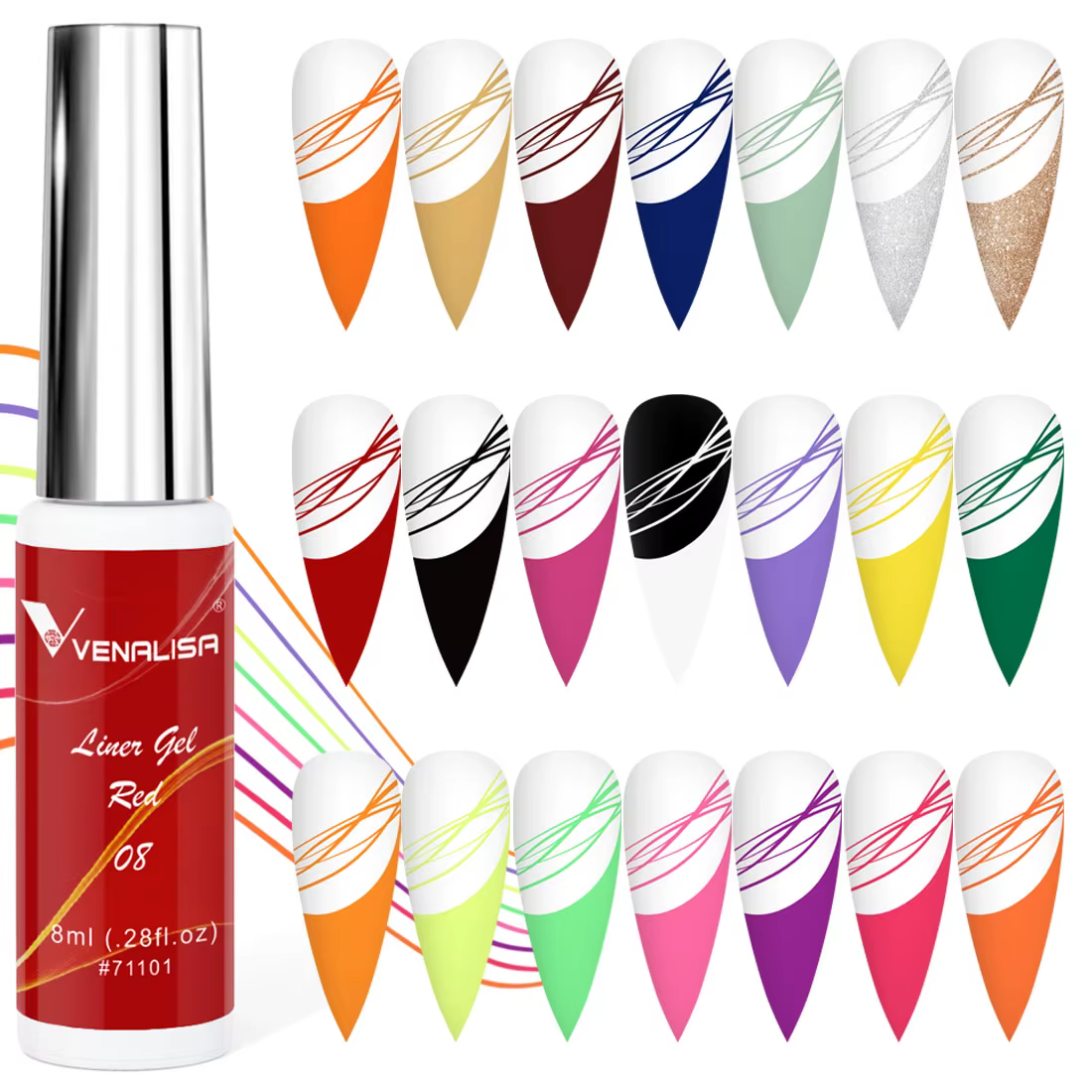 VENALISA – vernis à ongles français, ligne blanche, 21 couleurs, Gel de peinture UV/LED, beau vernis
