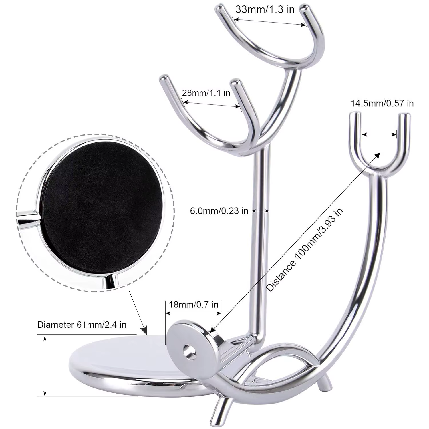 Support de rasage et bol de rasage Regina en acier inoxydable, incassable, degré de rouille, support