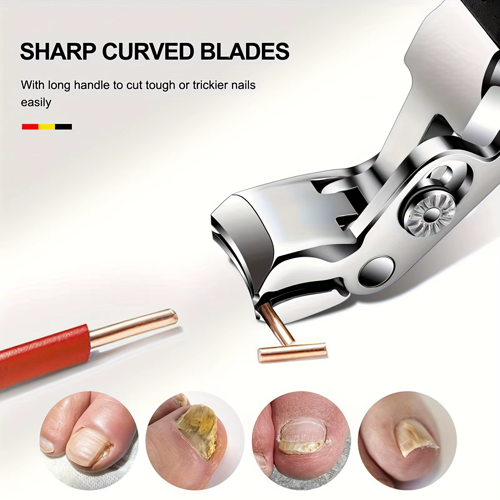 Coupe-ongles professionnel en acier inoxydable pour personnes âgées, mâchoire large, tête coudée, la