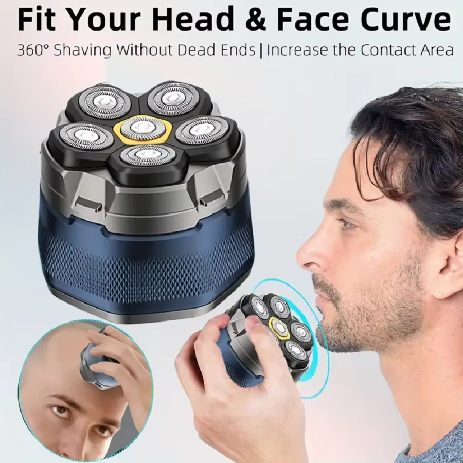 Rasoirs électriques pour hommes chauve, rasoir magnétique 6D, tondeuse à cheveux, Rechargeable par U