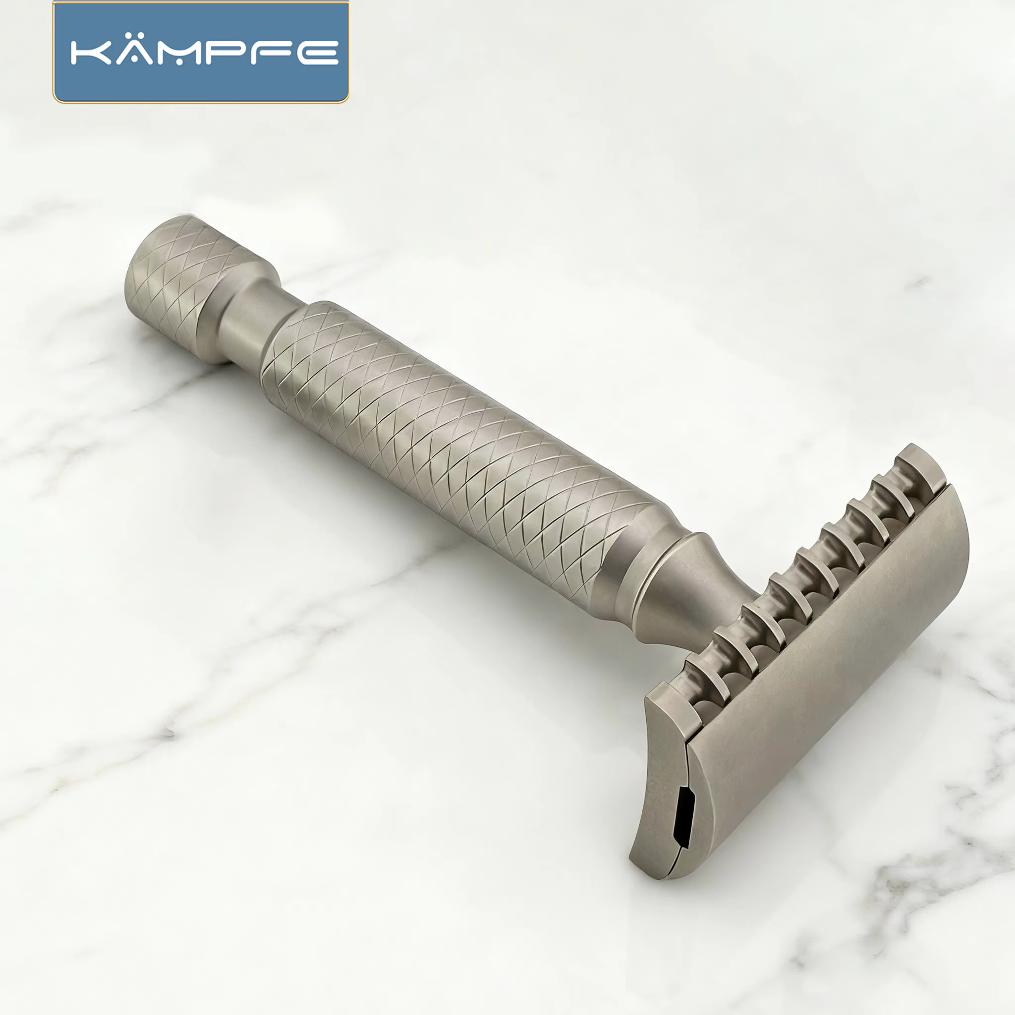 Rasoir de sécurité KAMPFE CNC en alliage de titane à double tranchant avec rasoir à 5 lames à dents