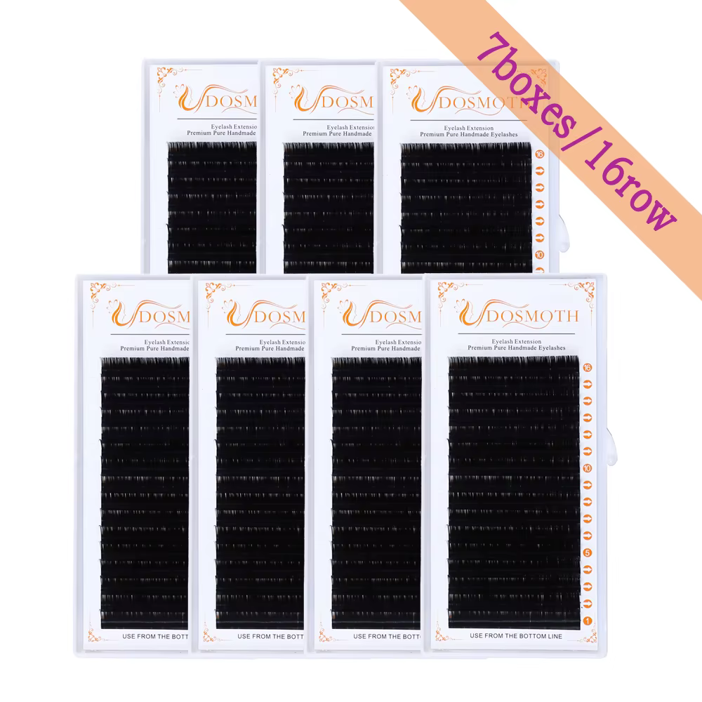 7 plateaux 16 rangées/étui extensions de cils de vison individuelles supples Extension de faux cils