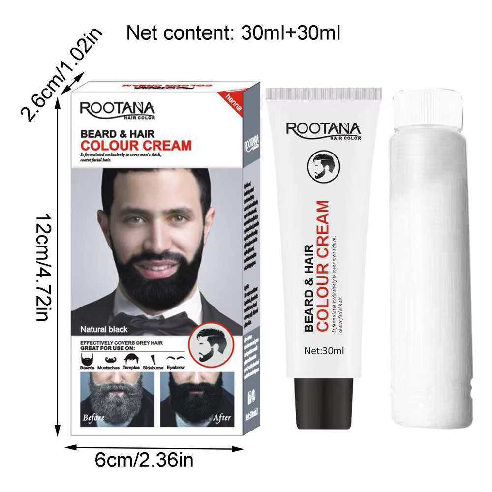 Crème de teinture pour barbe noire et brune, coloration longue durée, noircissement de la barbe, crè