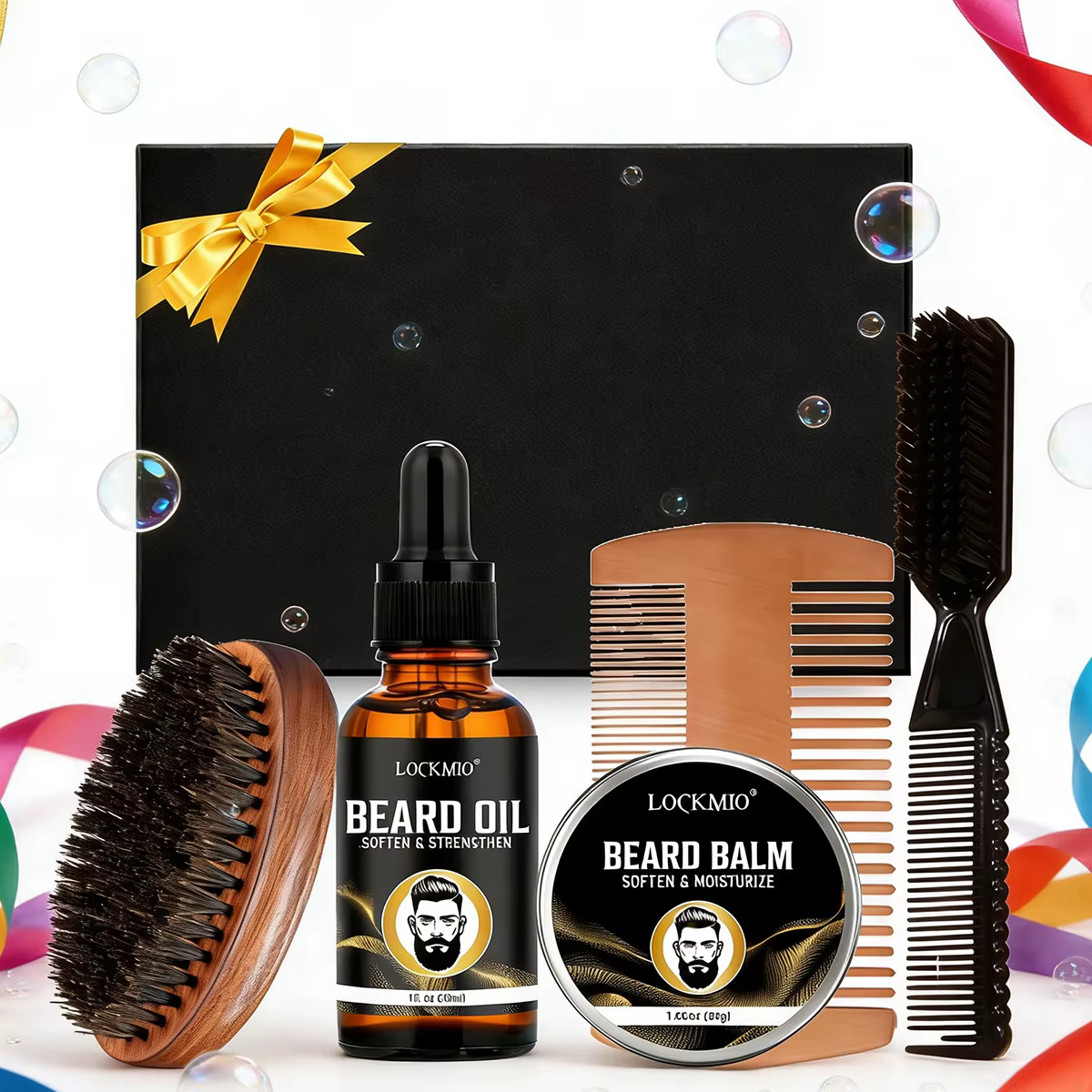 Coffret Cadeau Saint-Valentin pour Hommes : Huile à Barbe Hydratante Longue Durée, Beurre Lissant Ad