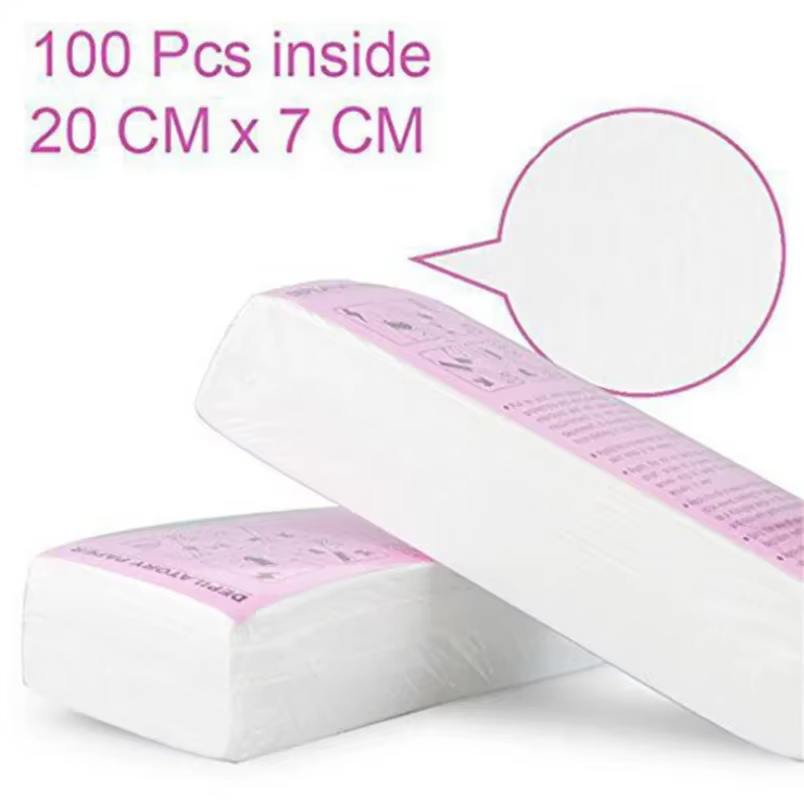 Bandes de cire non tissées hypoallergéniques, 100 pièces, feuilles d'épilation douces pour le visage