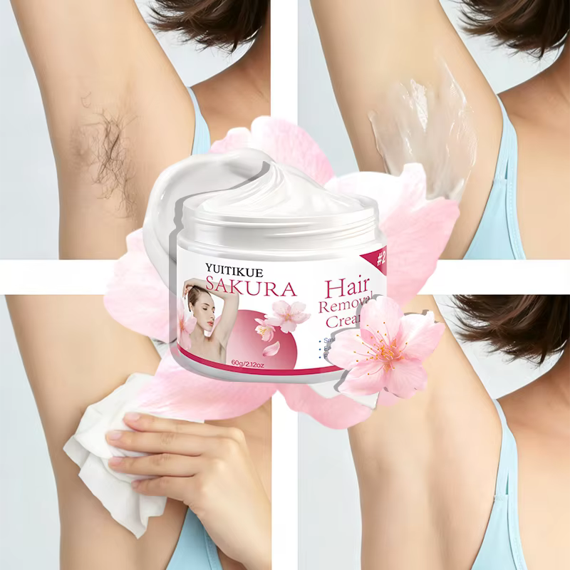 Crème dépilatoire YUITIKUE Sakura - Formule végétale douce, indolore, pour une peau lisse, pour homm