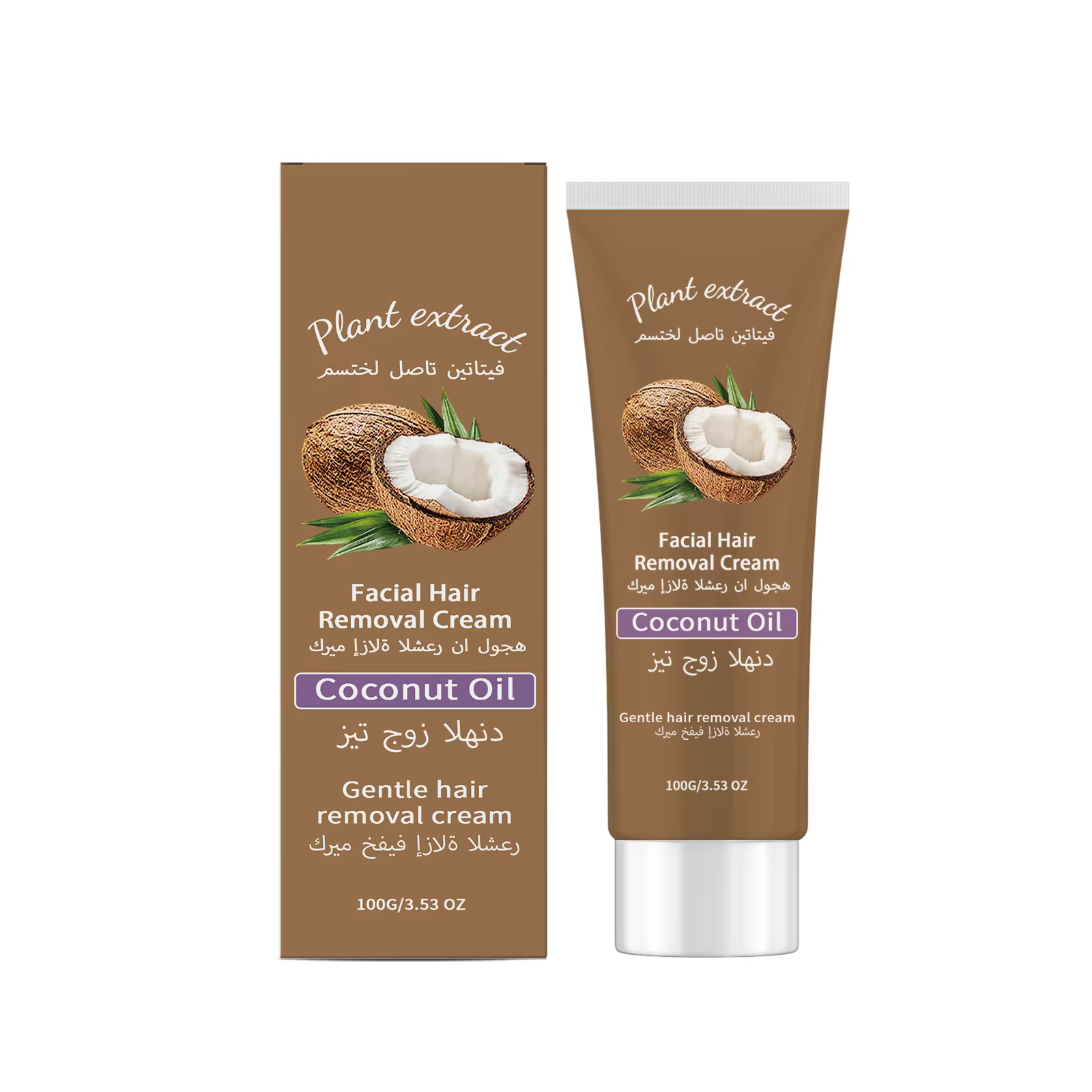 Crème dépilatoire permanente à la noix de coco pour le visage et le corps, inhibiteur de repousse de