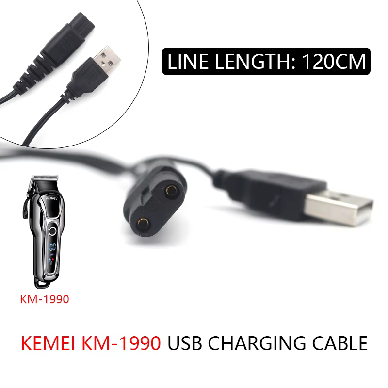 Appliquer à KEMEI KM-1990 tondeuse à cheveux professionnelle chargeur USB d'origine câble de chargem