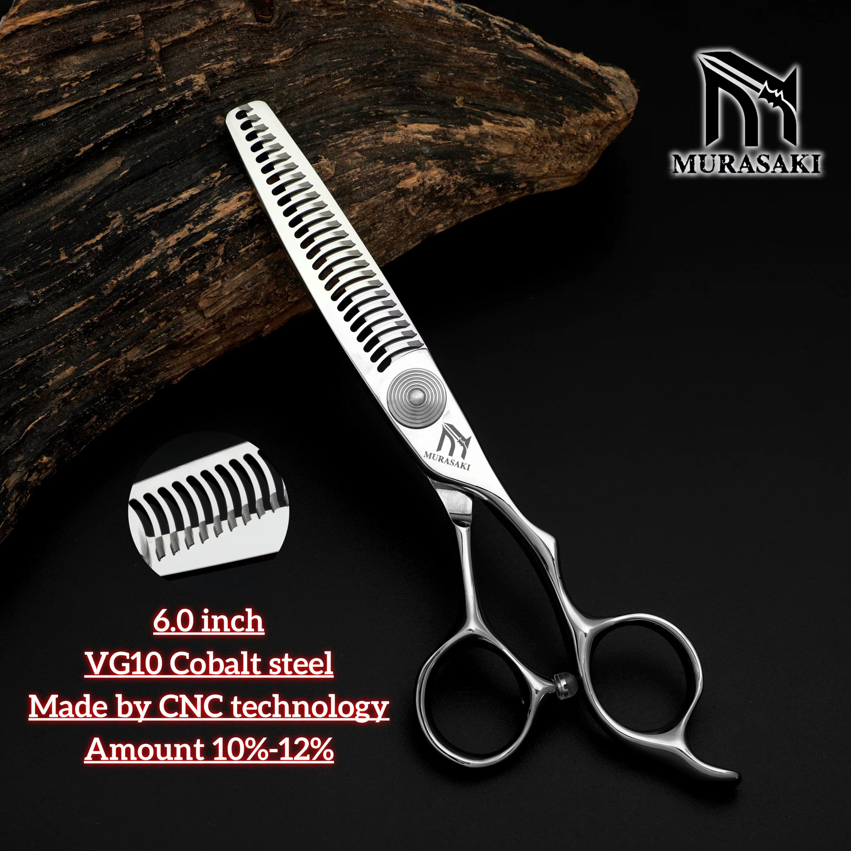 Ciseaux de barbier professionnels de 6.0 pouces, ciseaux amincissants pour cheveux à technologie CNC