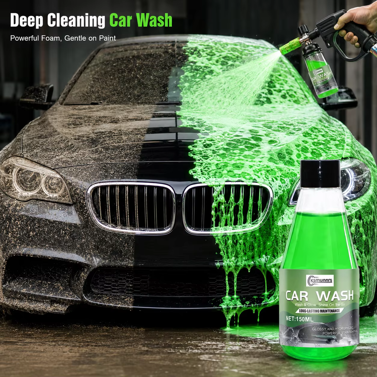 Cire de lavage auto haute mousse 150 ml, shampoing nettoyant pour voiture à mousse riche, nettoyage 