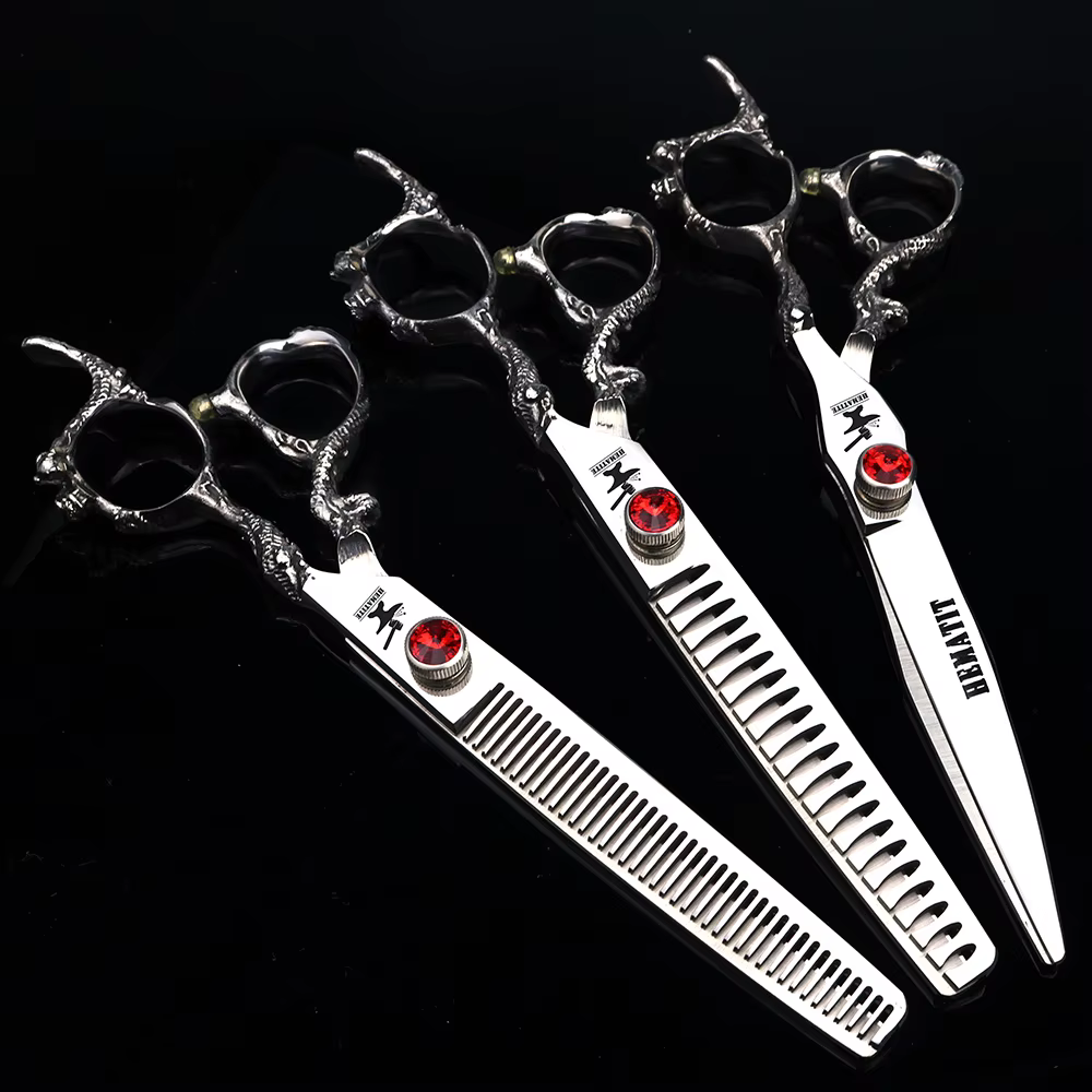 Ciseaux de barbier japonais en acier 440C, poignée Dragon 6 "7", ciseaux professionnels pour couper 